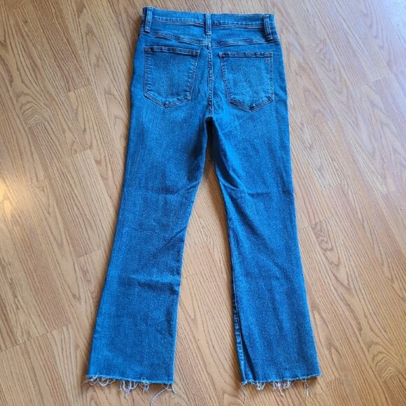 MADEWELL THE SKINNY FLARE JEANS CROPPED HIGH RISE STRETCH RAW HEM MED WASH sz 28 - Picture 4 of 9